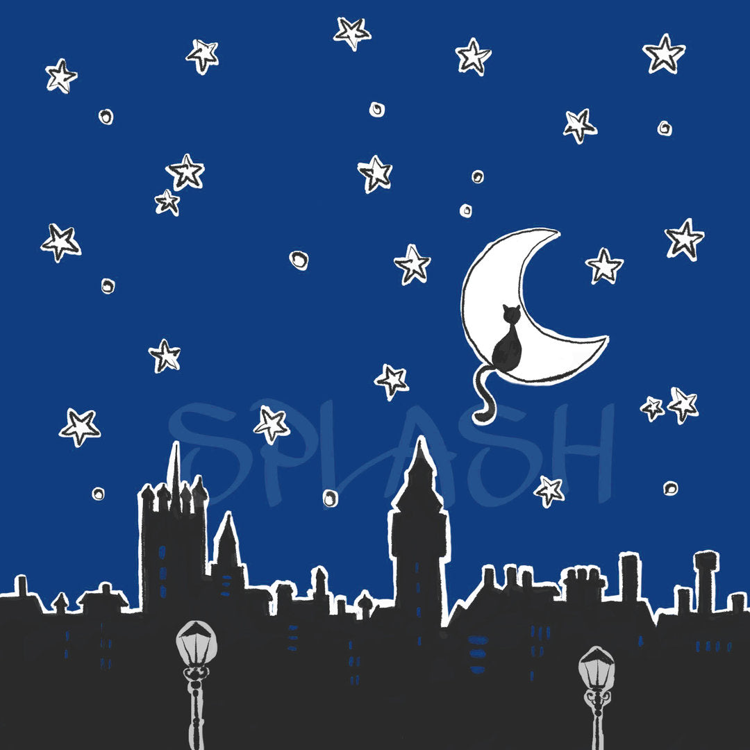 Cuadro Ciudad noche estrellada pop