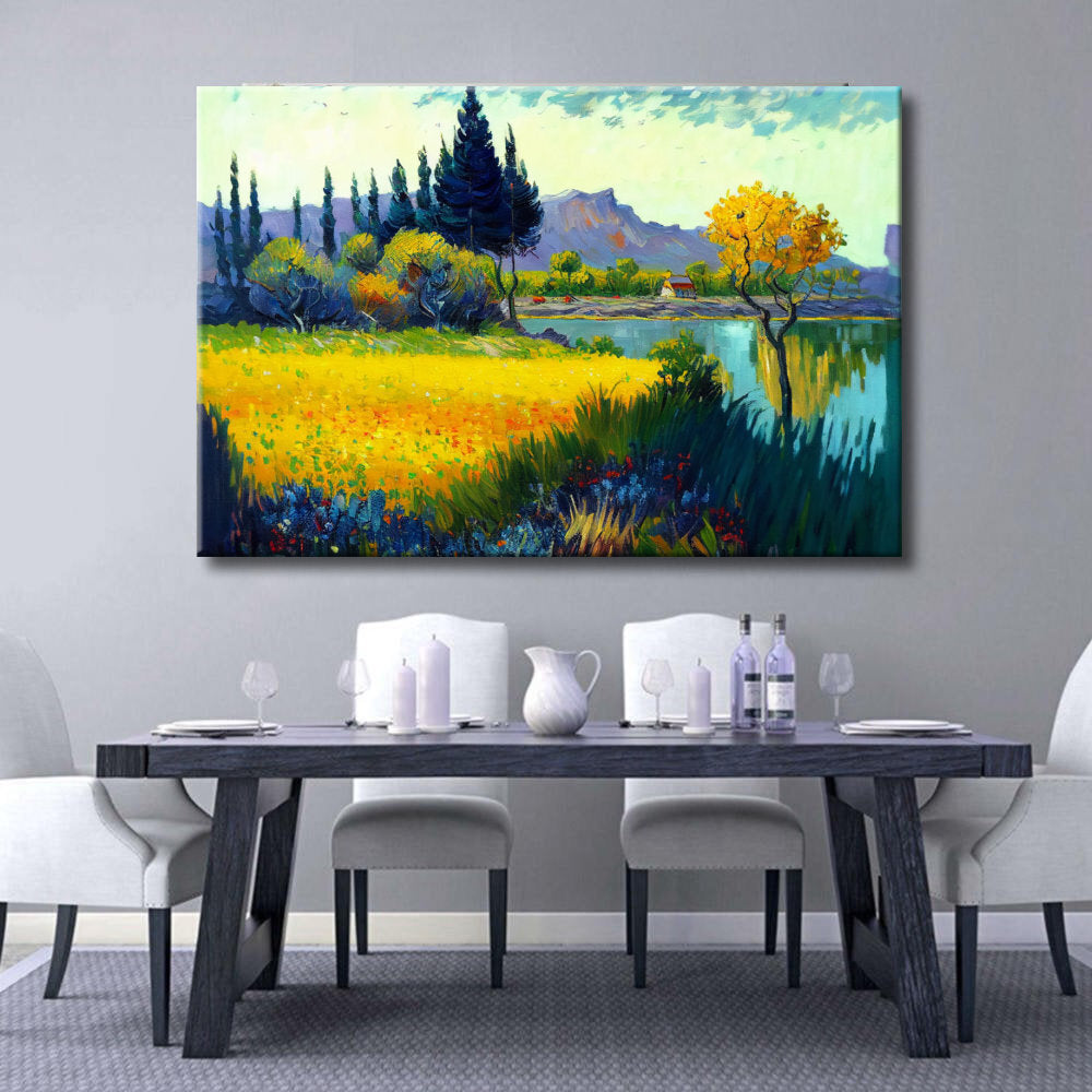 Cuadro de Paisaje amarillo y verde