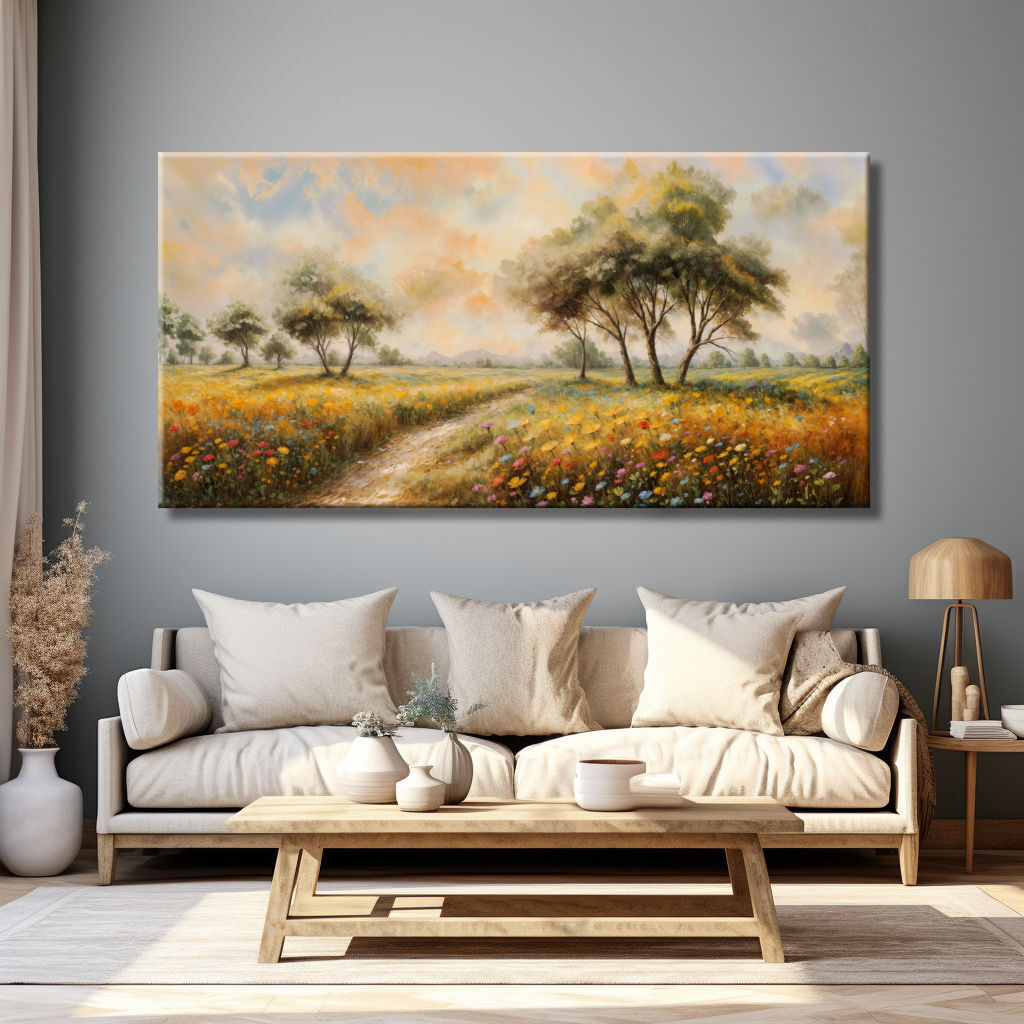 Cuadro de Paisaje clásico con flores