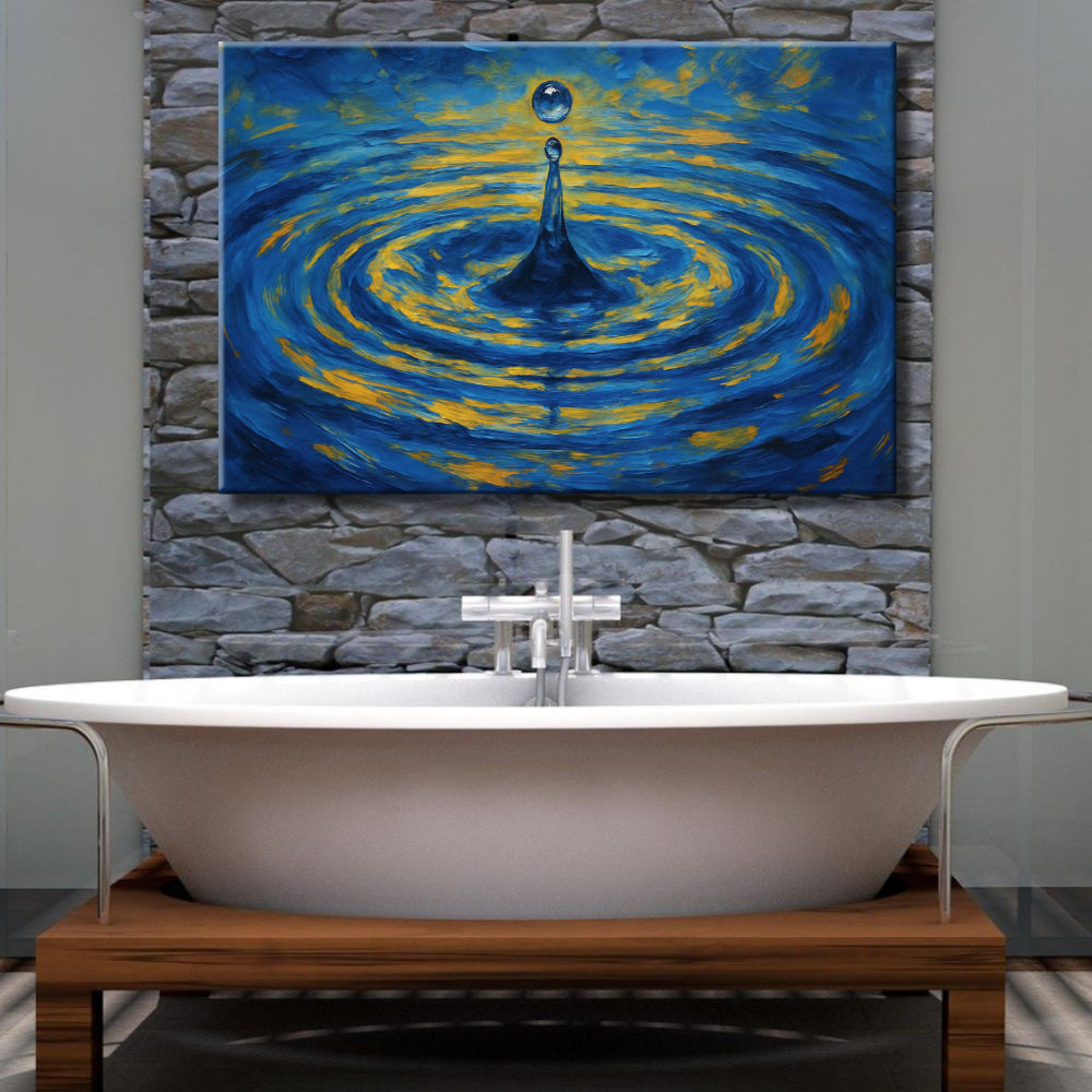 Cuadro Gota de agua azul y amarillo