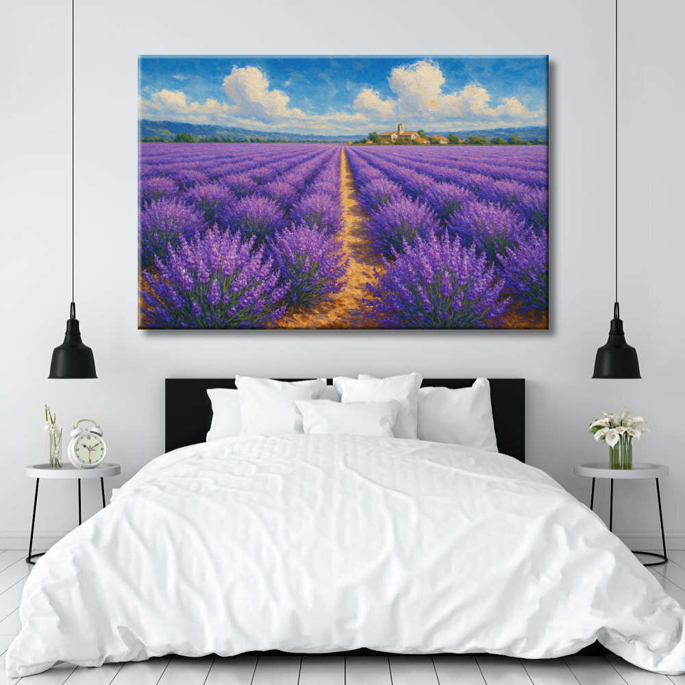 Cuadro de Paisaje campestre con lavanda