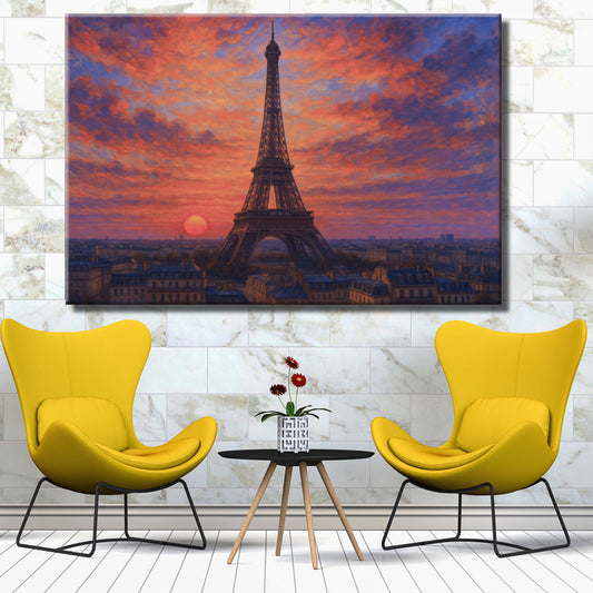 Cuadro Atardecer en Paris y Torre Eiffel