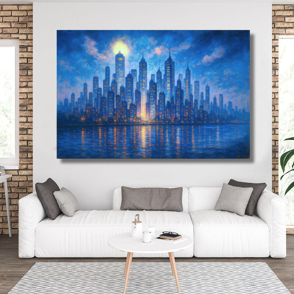 Cuadro Ciudad Azul de Noche
