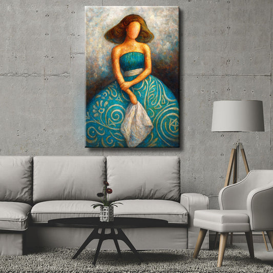 Cuadro de menina moderna turquesa