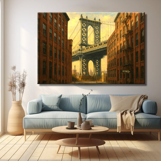 Cuadro de New York y puente de Manhattan