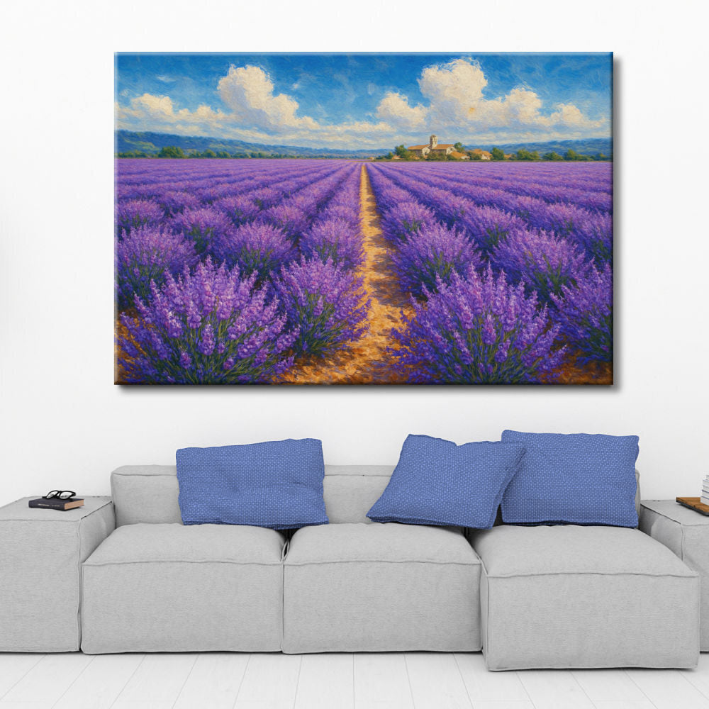 Cuadro de Paisaje campestre con lavanda