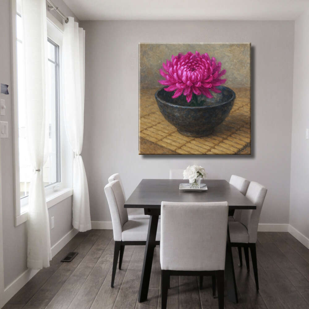 Cuadro de Flor magenta zen en jarrón