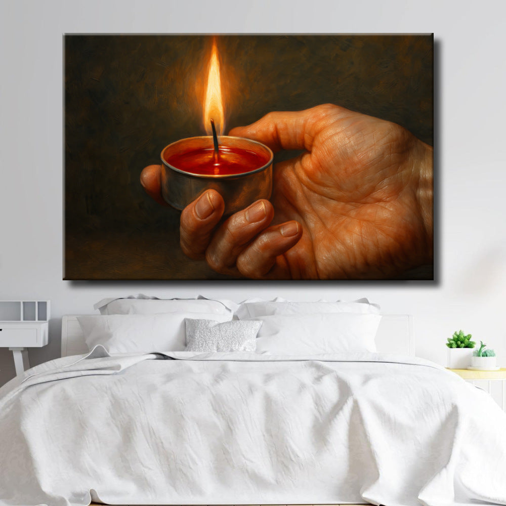 Cuadro Figurativo de Mano con vela