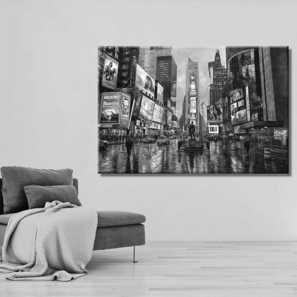Cuadro blanco y negro New York cómic