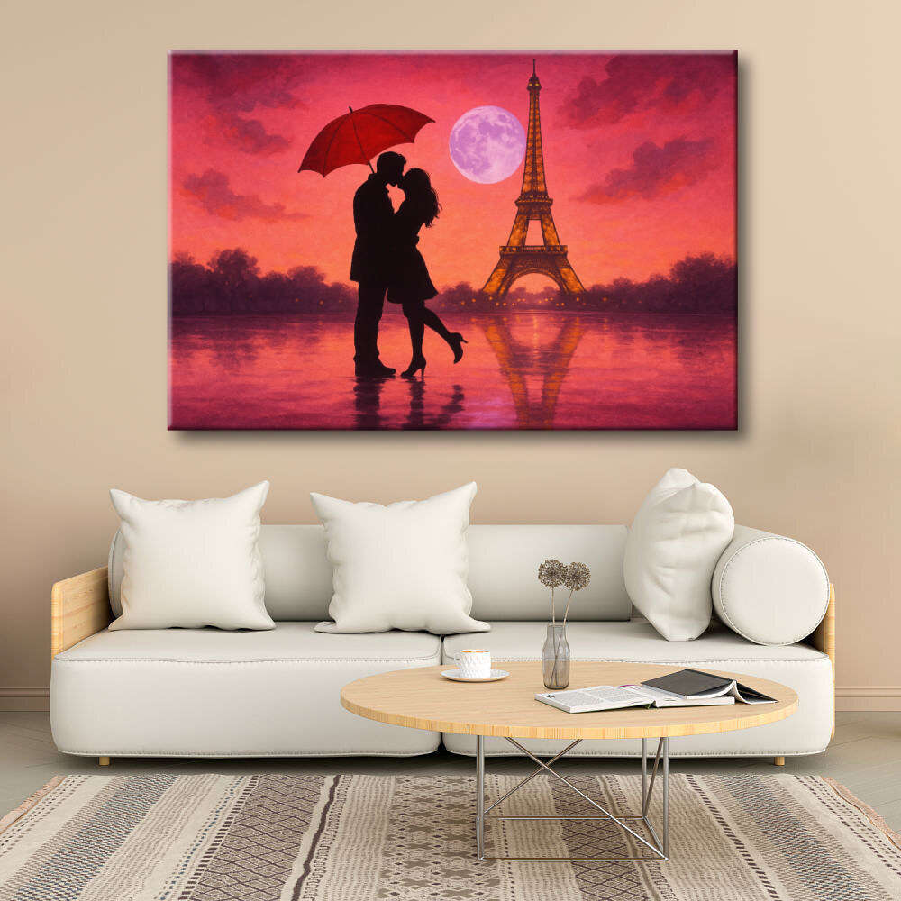 Cuadro romántico París Torre Eiffel y pareja