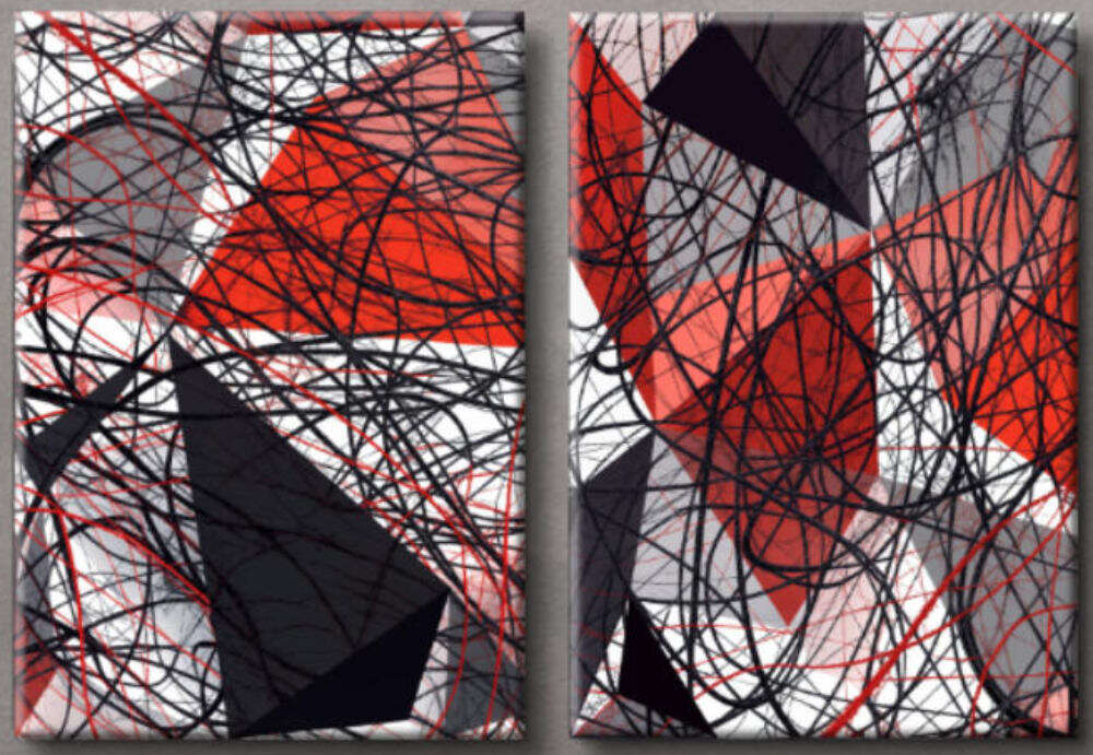 Díptico abstracto con motivos geométricos