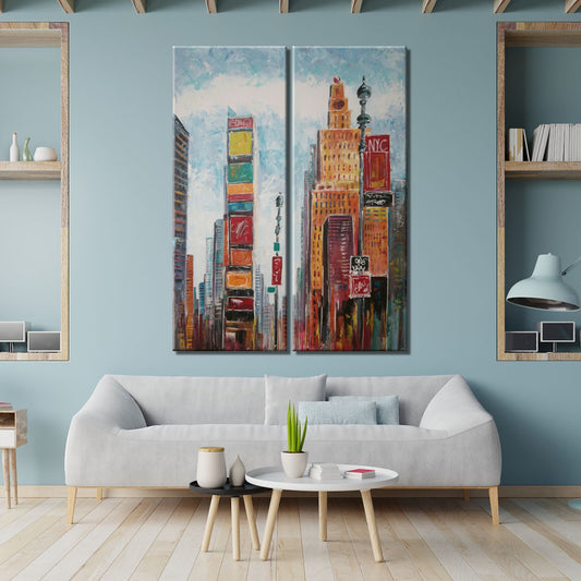 Cuadro de New York con edificios en díptico