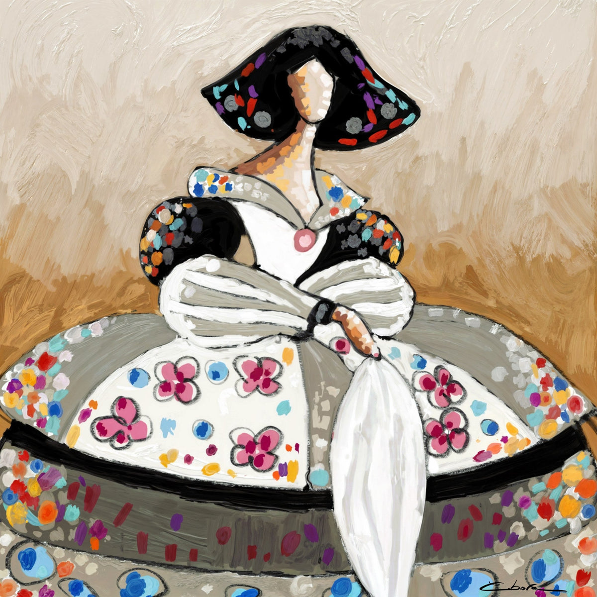 Cuadro Menina moderna decorativo ocre - la obra