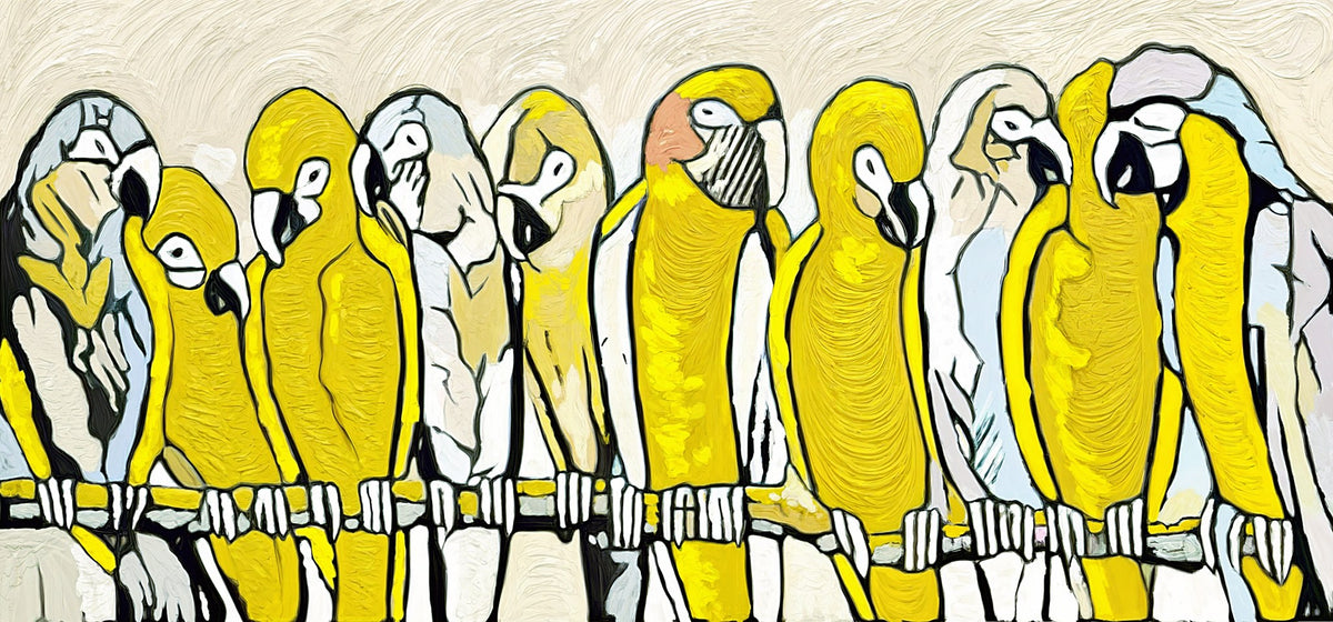 Cuadro Figurativo Loros amarillos - la obra