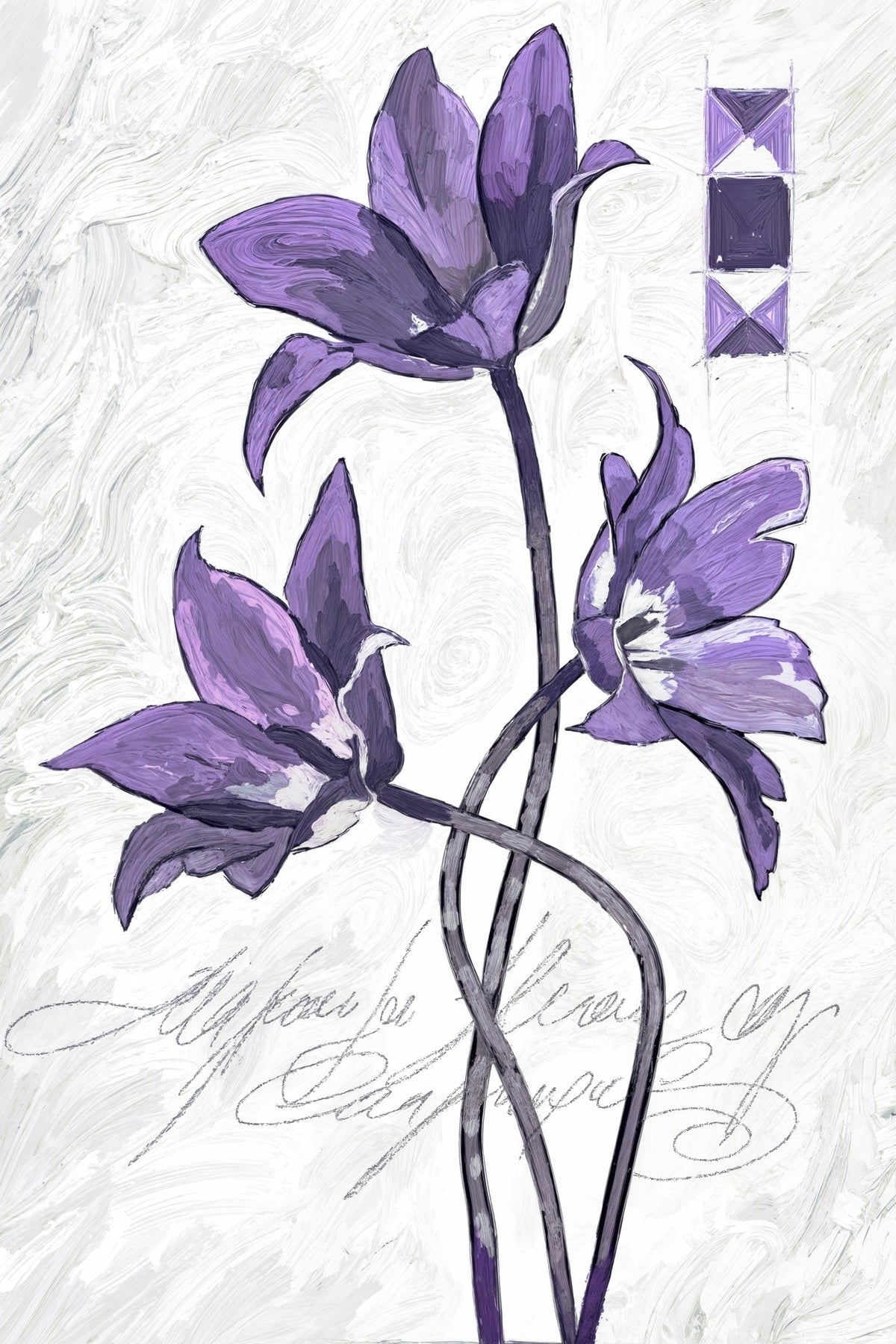 Cuadro moderno de flores malva - la obra