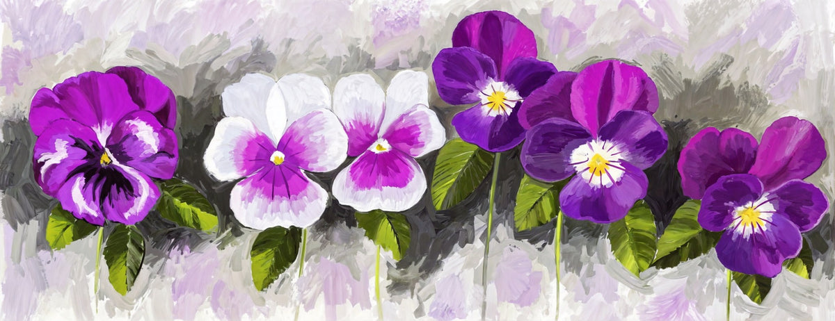 Cuadro de flores pensamientos morados - la obra