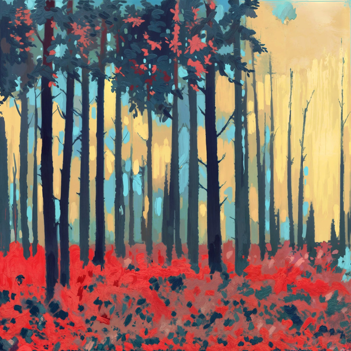 Bosque rojo y azul - la obra