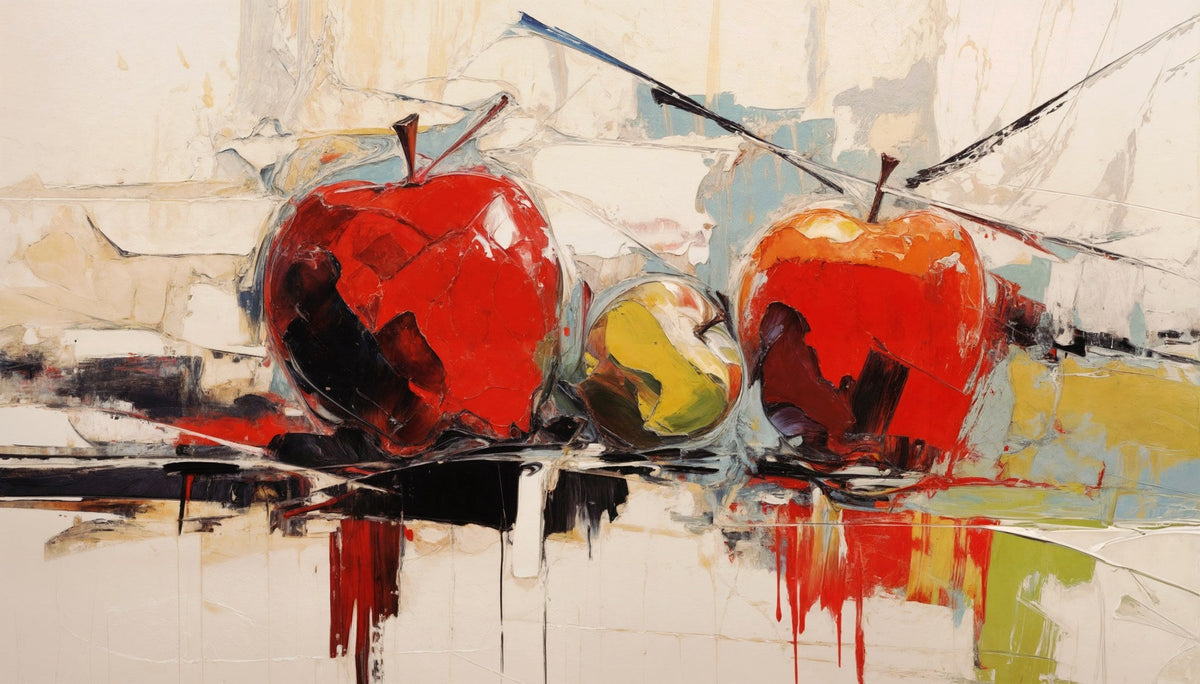 Cuadro Abstracto con manzanas - la obra