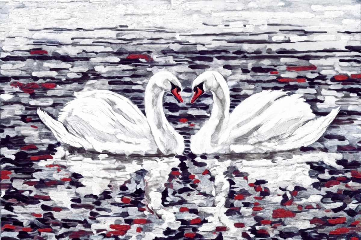 Cisnes en blanco y negro - la obra