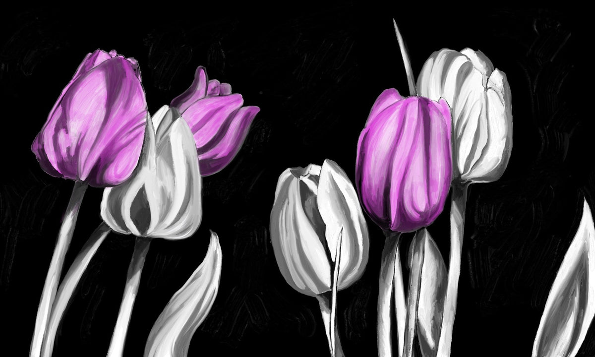 Cuadro de Flores en magenta - la obra