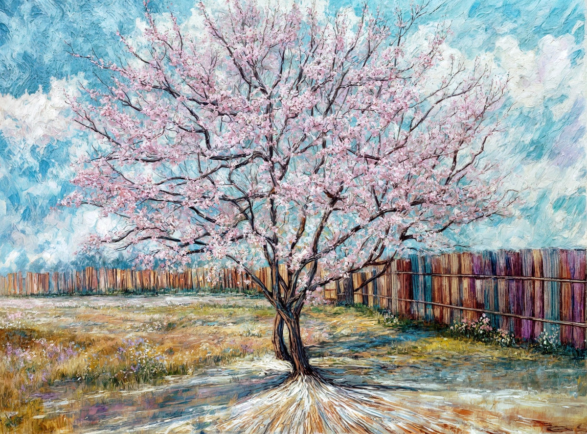 Cuadro paisaje con árbol - la obra