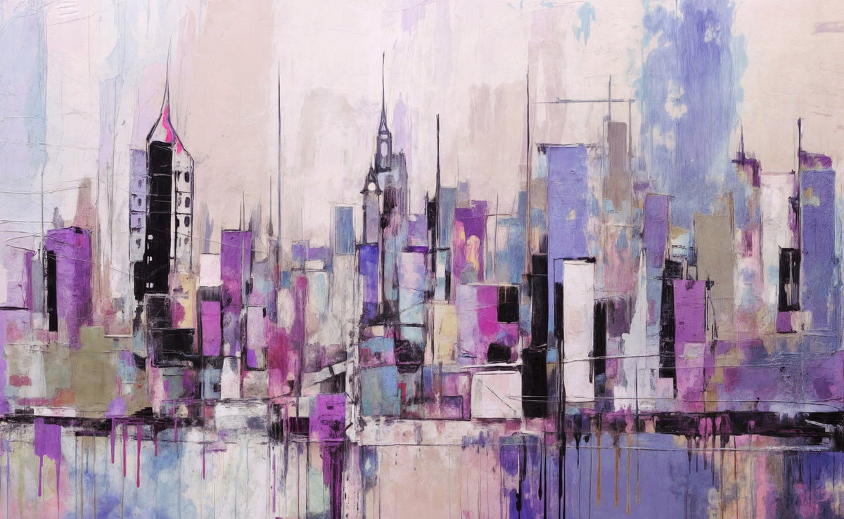 Cuadro Skyline Nueva York Malva - la obra