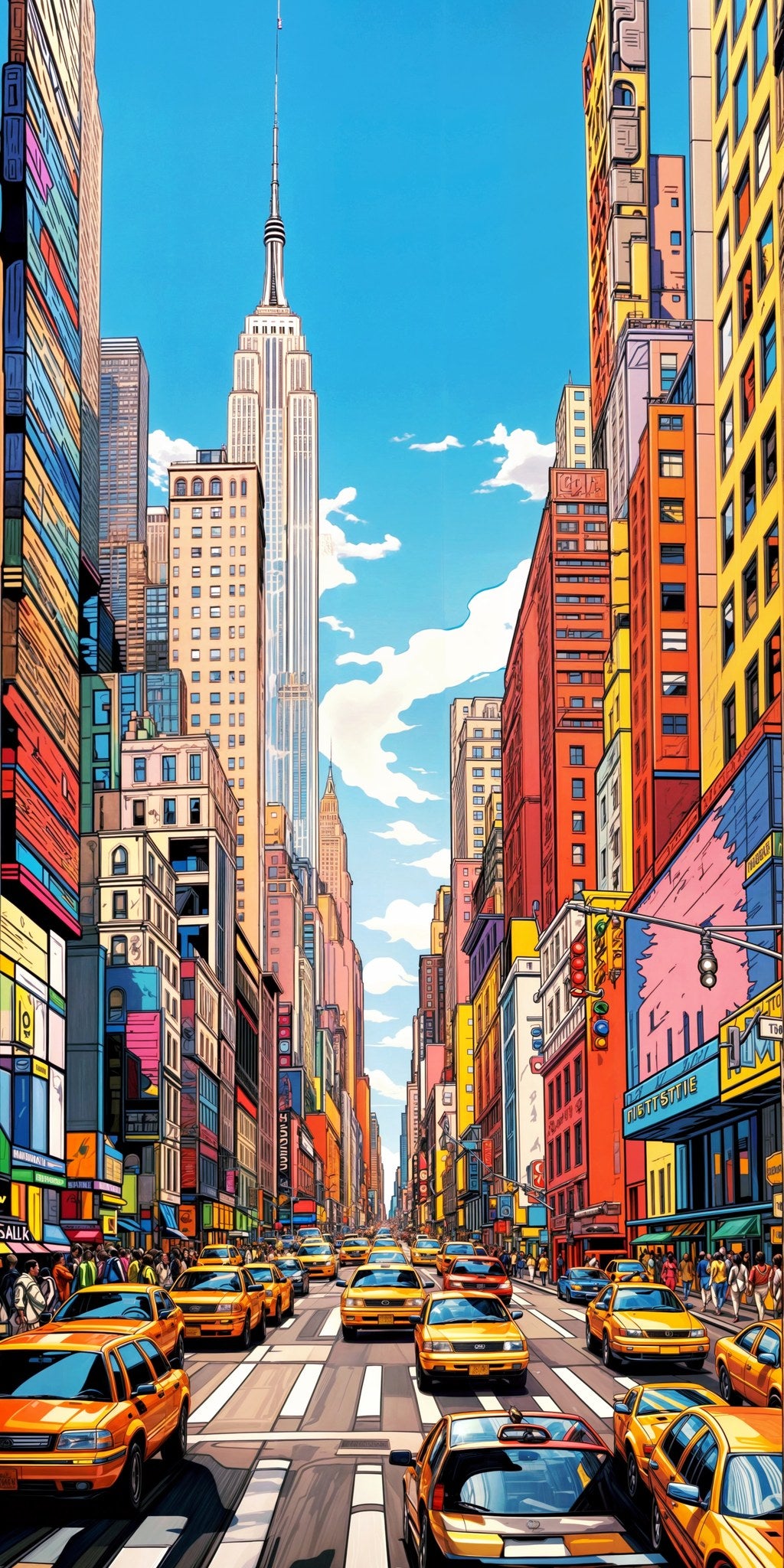 Cuadro urbano de Nueva York con coches - la obra