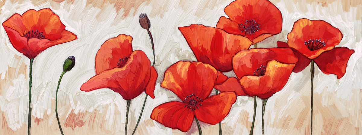 Cuadro de flores con Amapolas Rojas - la obra