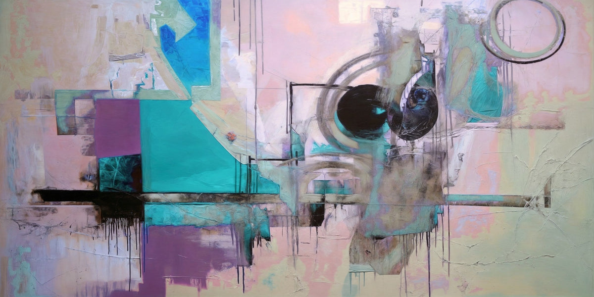 Cuadro abstracto Danza Azules turquesa - la obra