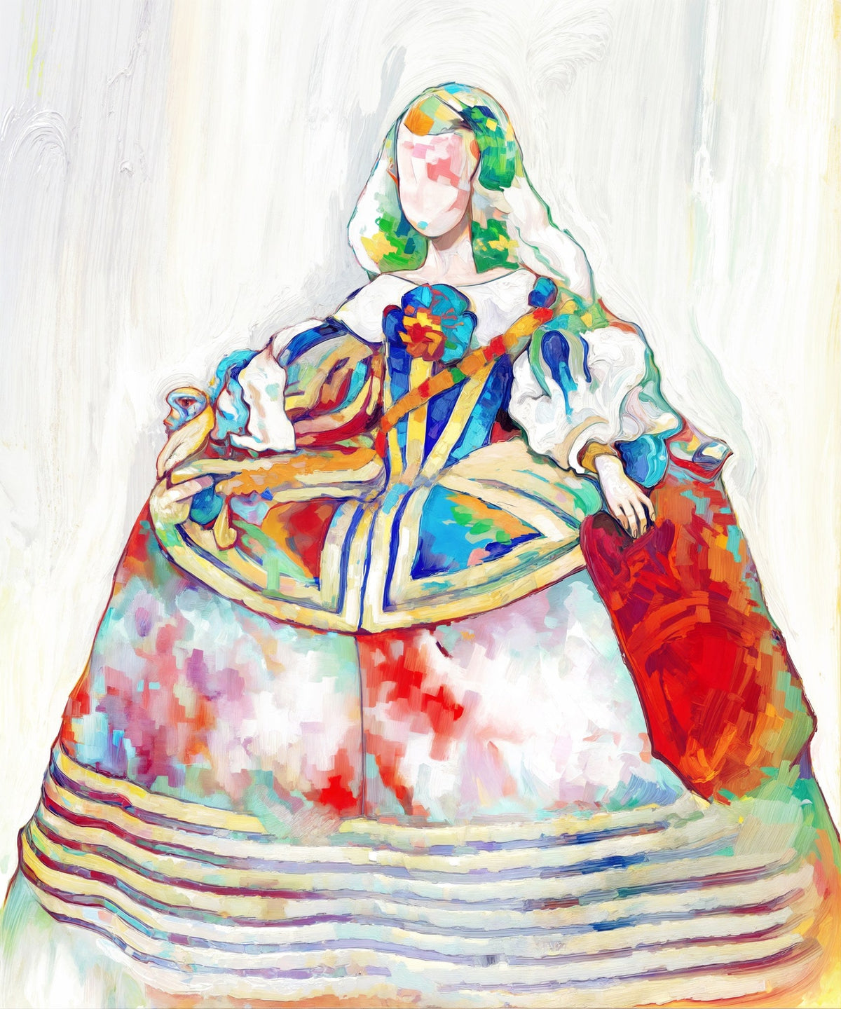 Cuadro de Menina Colorida Fondo Gris - la obra