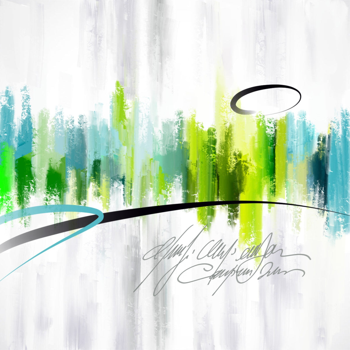 Cuadro Abstracto Bosque verde - la obra