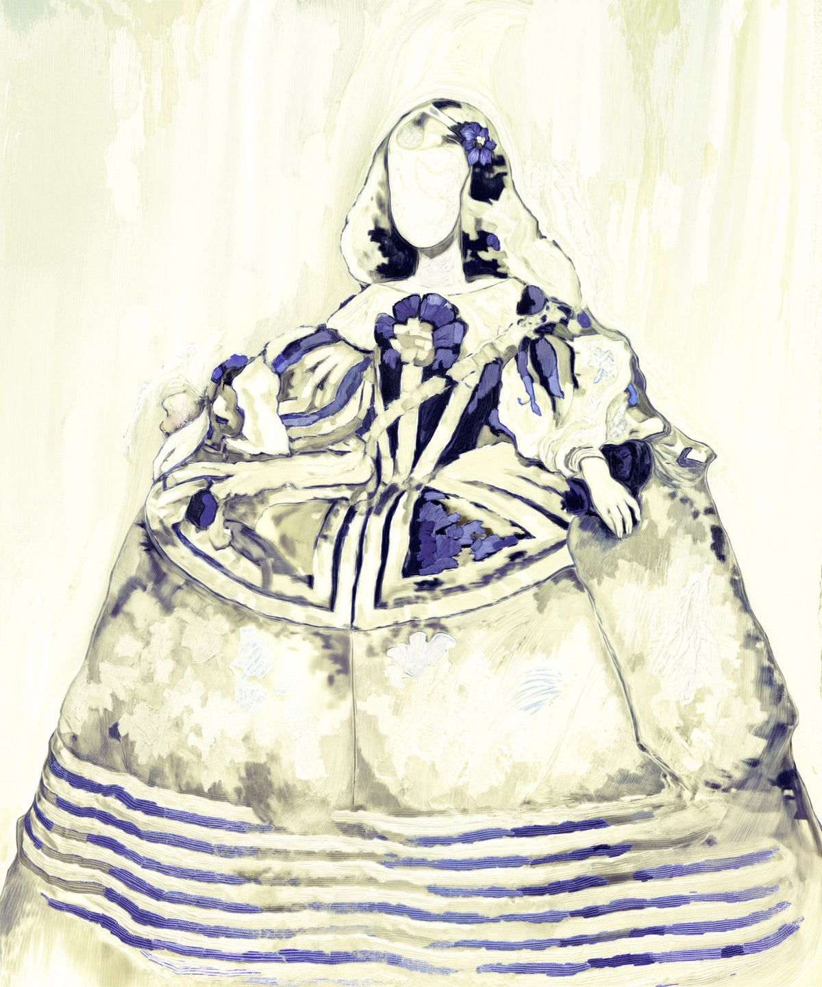 Cuadro Menina moderna monocromática - la obra