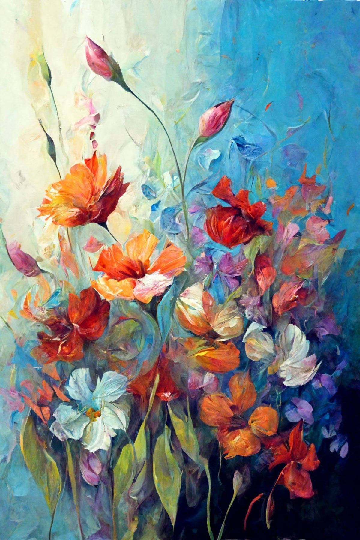 Cuadro de flores variadas - la obra