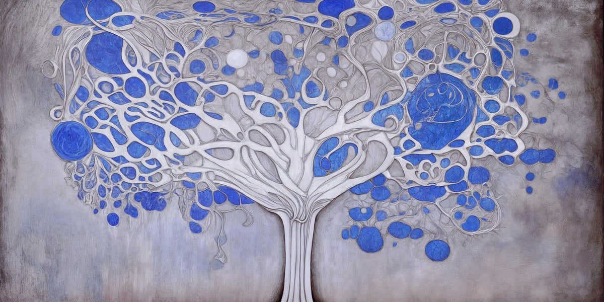 Cuadro Árbol de la Vida en azul y gris - la obra