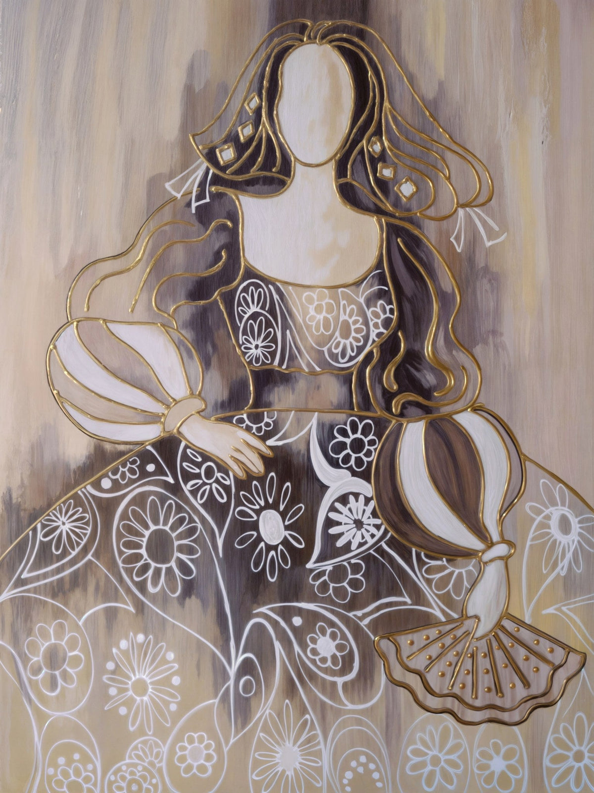 Cuadro Menina en marrones y oro - la obra