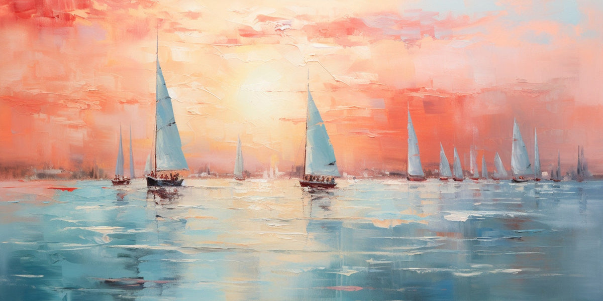 Cuadro de Marina con barcos en regata - la obra