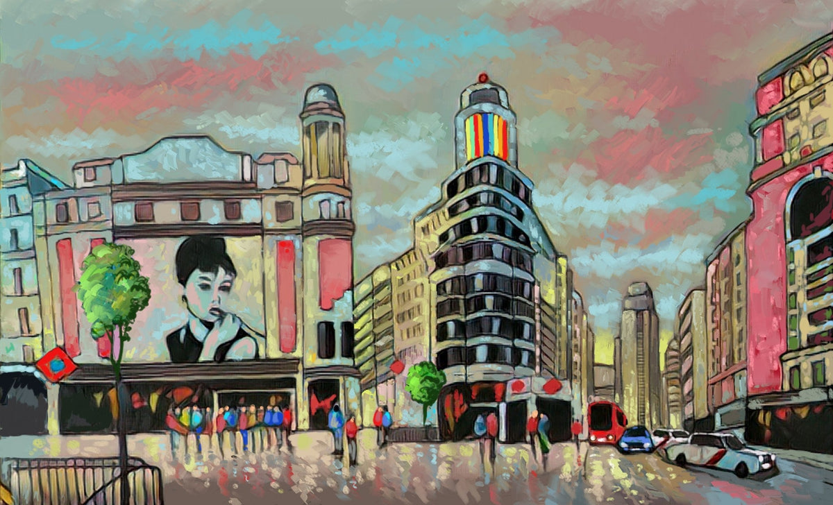 Cuadro Gran Vía edificio Capitol - la obra