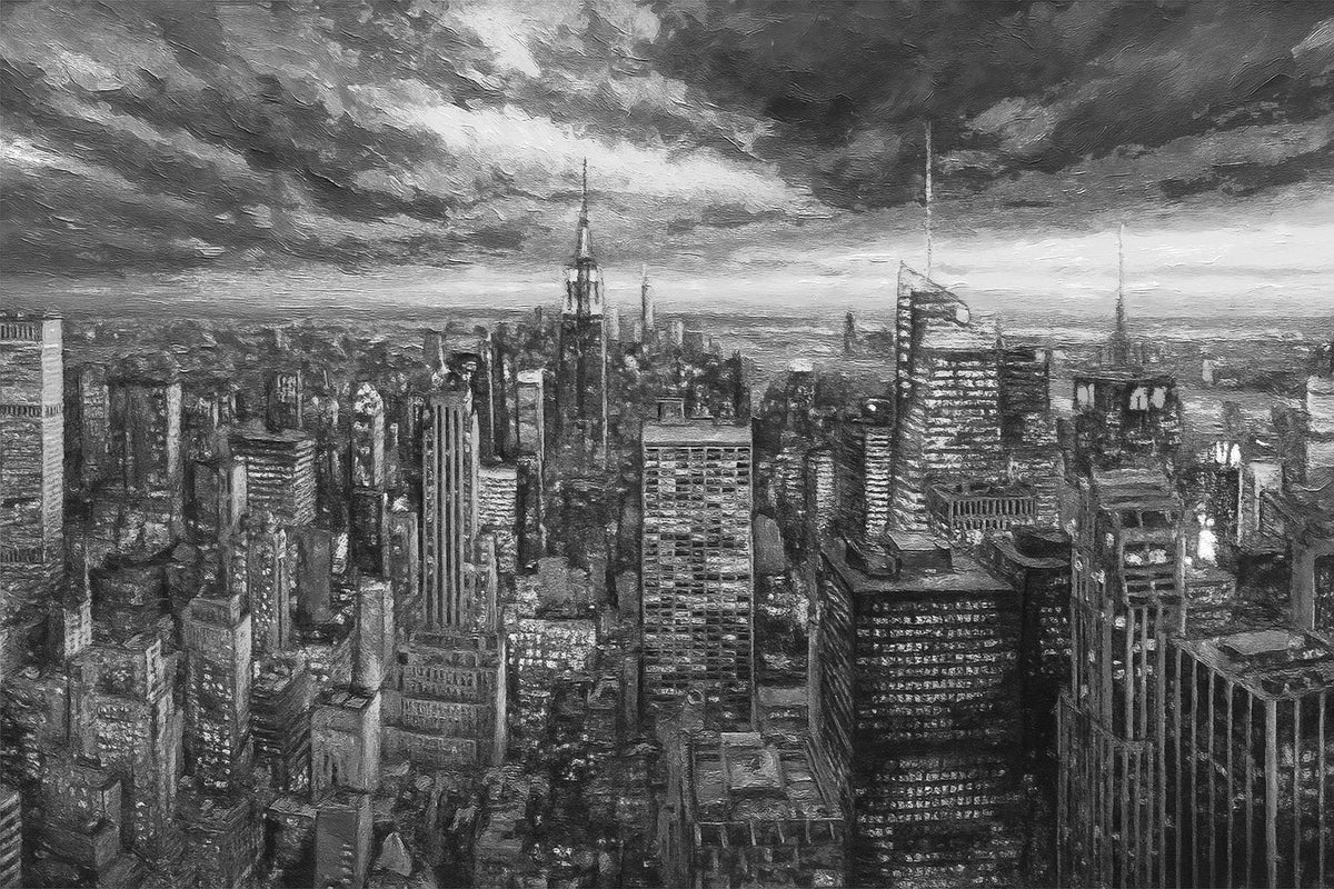 Cuadro Panorama de New York blanco y negro - la obra