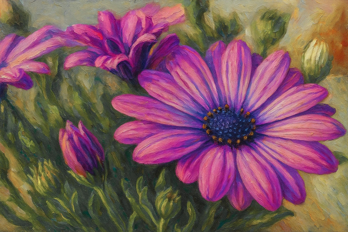 Cuadro de flores magenta grandes - la obra