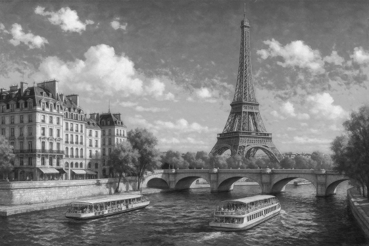Cuadro de París blanco y negro - la obra