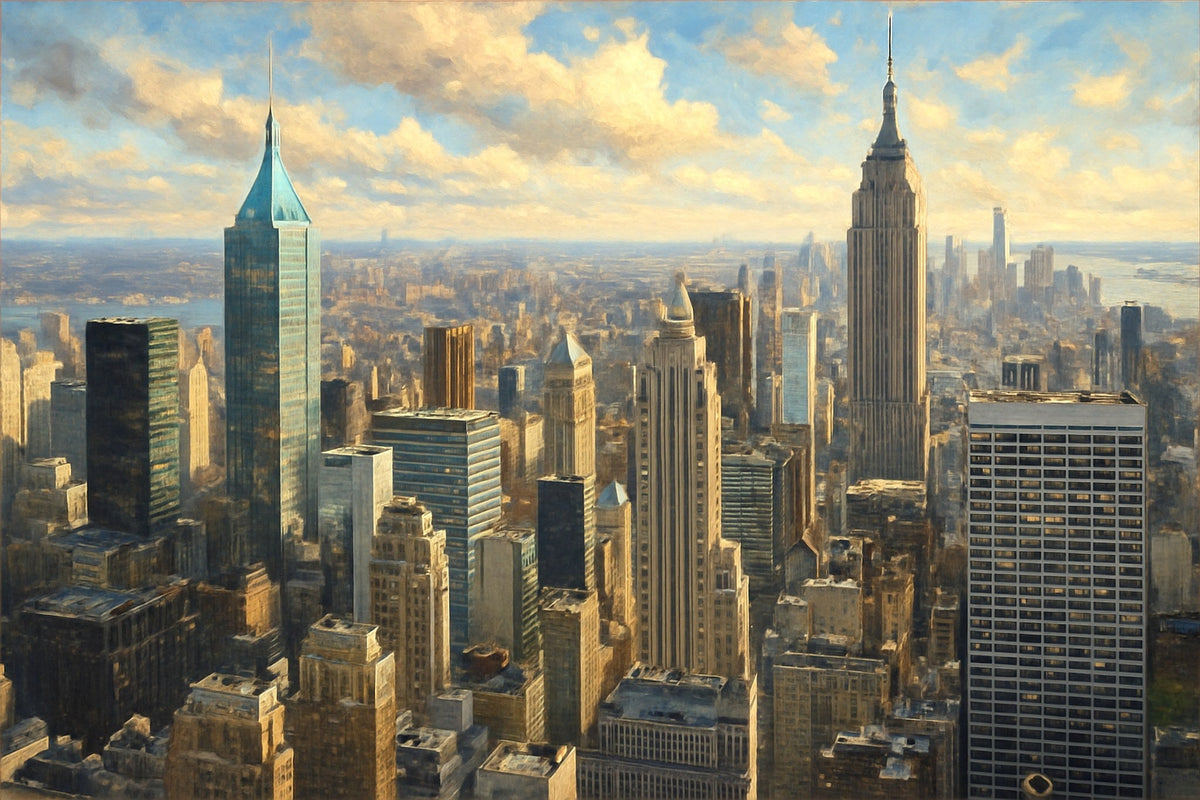 Cuadro vista aérea New York - la obra