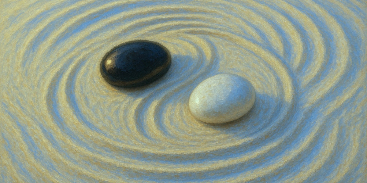 Cuadro de Piedras Zen blanco y negro - la obra