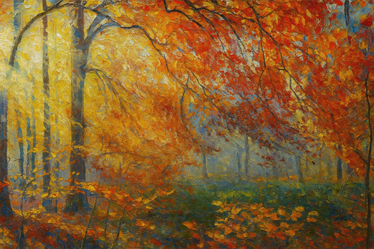 Cuadro de Paisaje otoñal y bosque - la obra