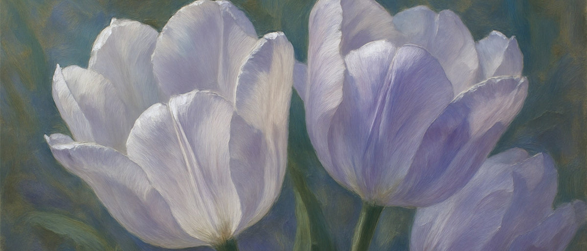 Cuadro de Flores Blancas y malva - la obra