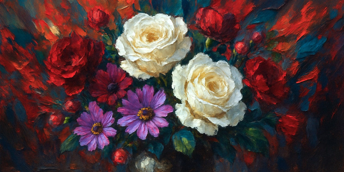 Cuadro de flores ramo de rosas - la obra