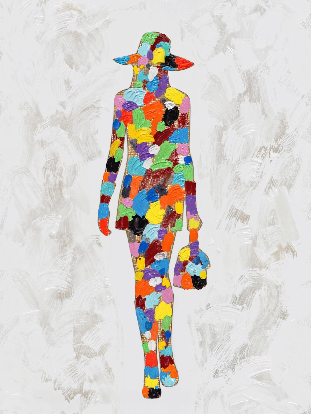 Cuadro Silueta mujer paseando en colores - la obra