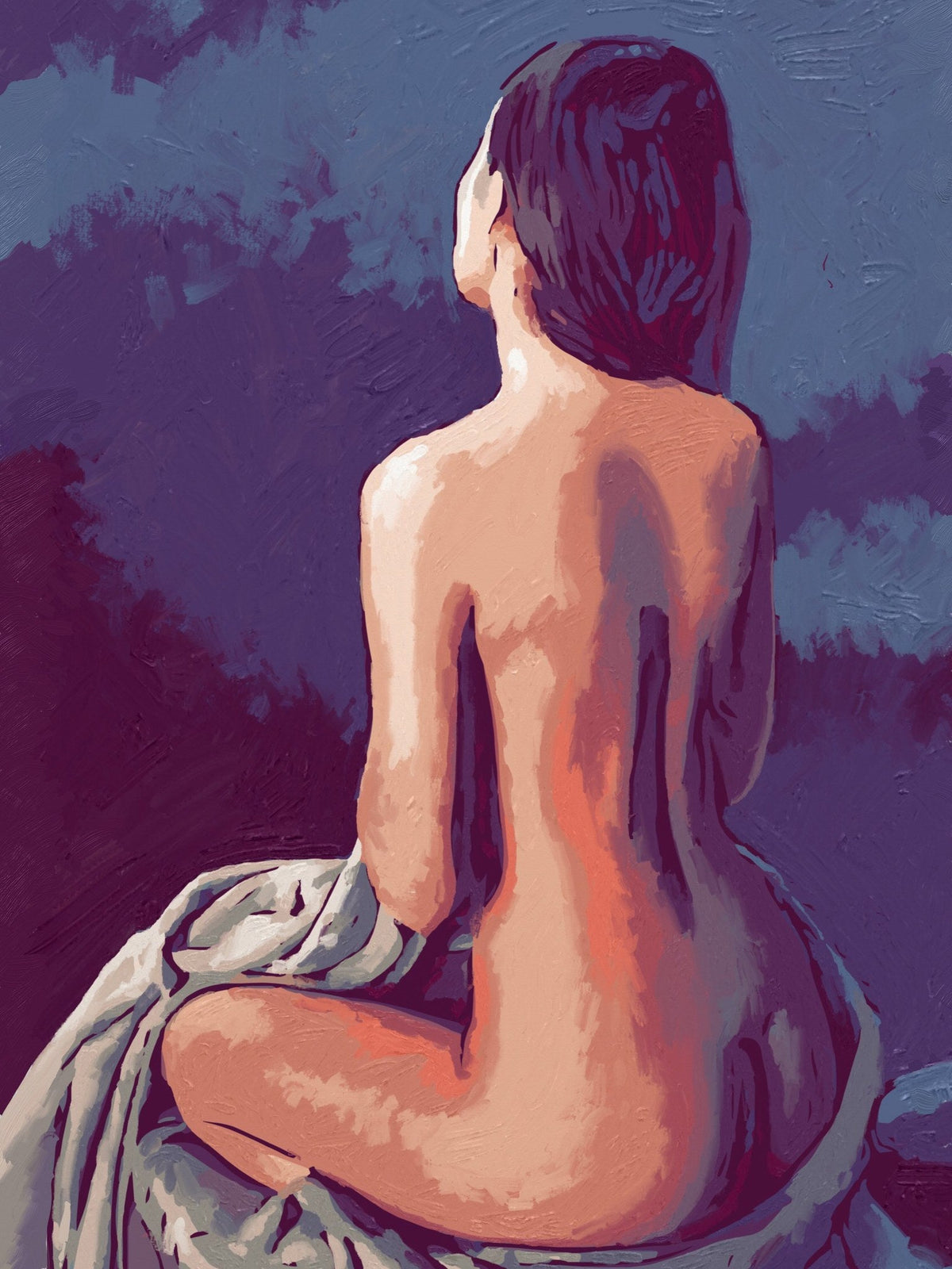 Cuadro desnudo artístico fondo azul - la obra