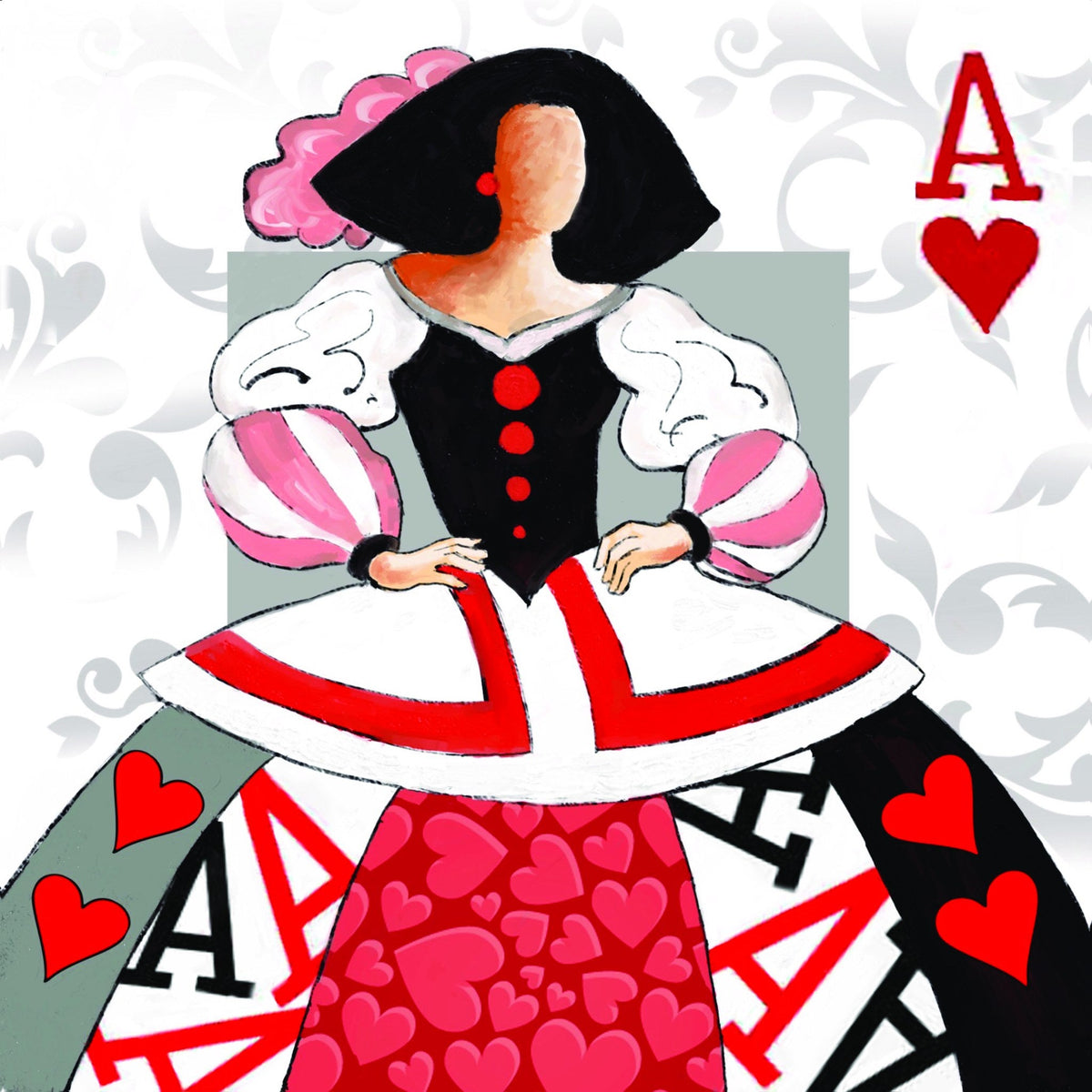 Cuadro Menina roja gris blanca negra - la obra