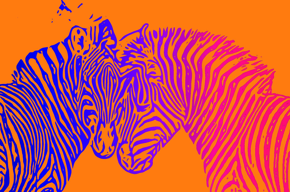 Cuadro pop art de cebras en naranja - la obra