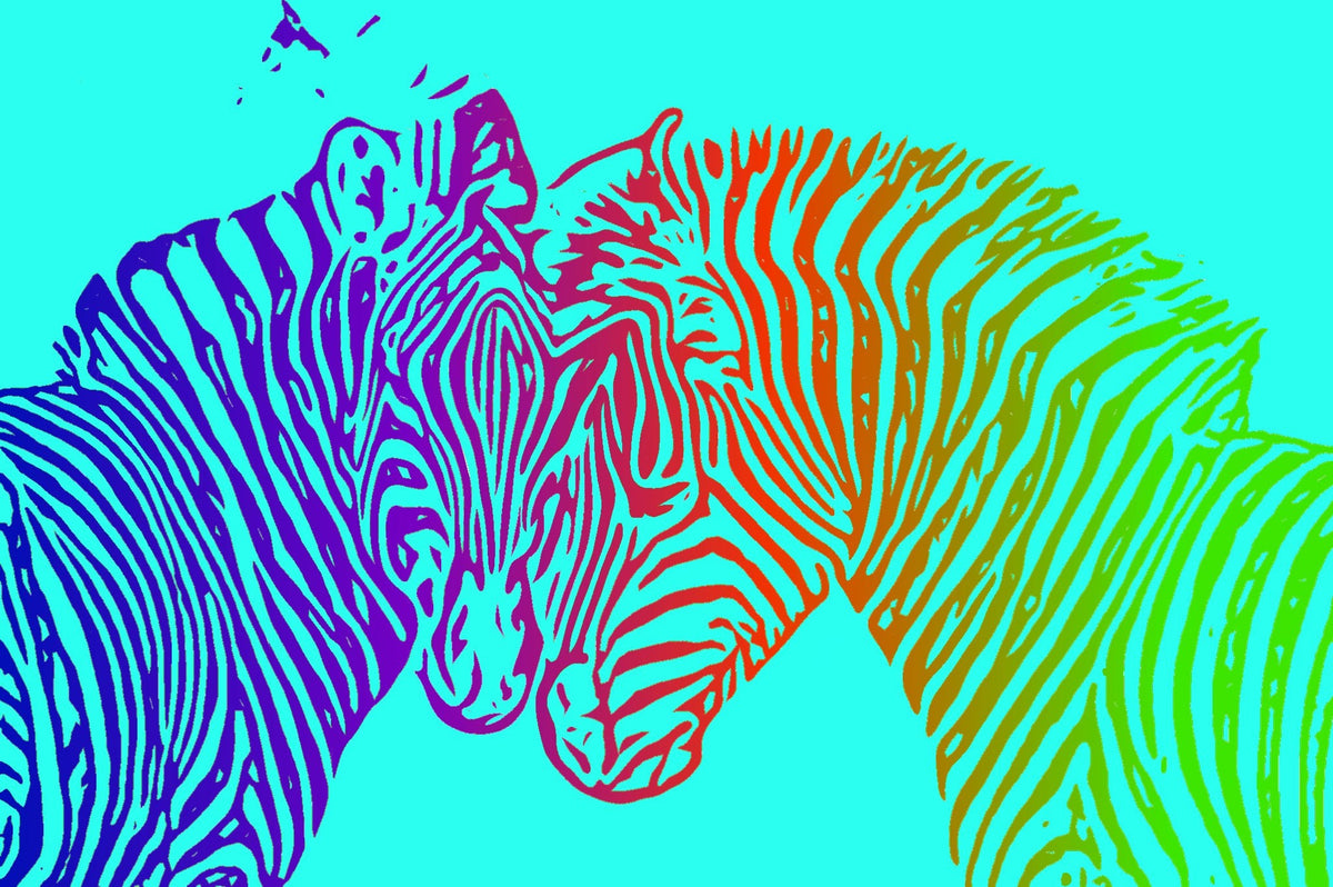 Cuadro pop art cebras turquesa - la obra